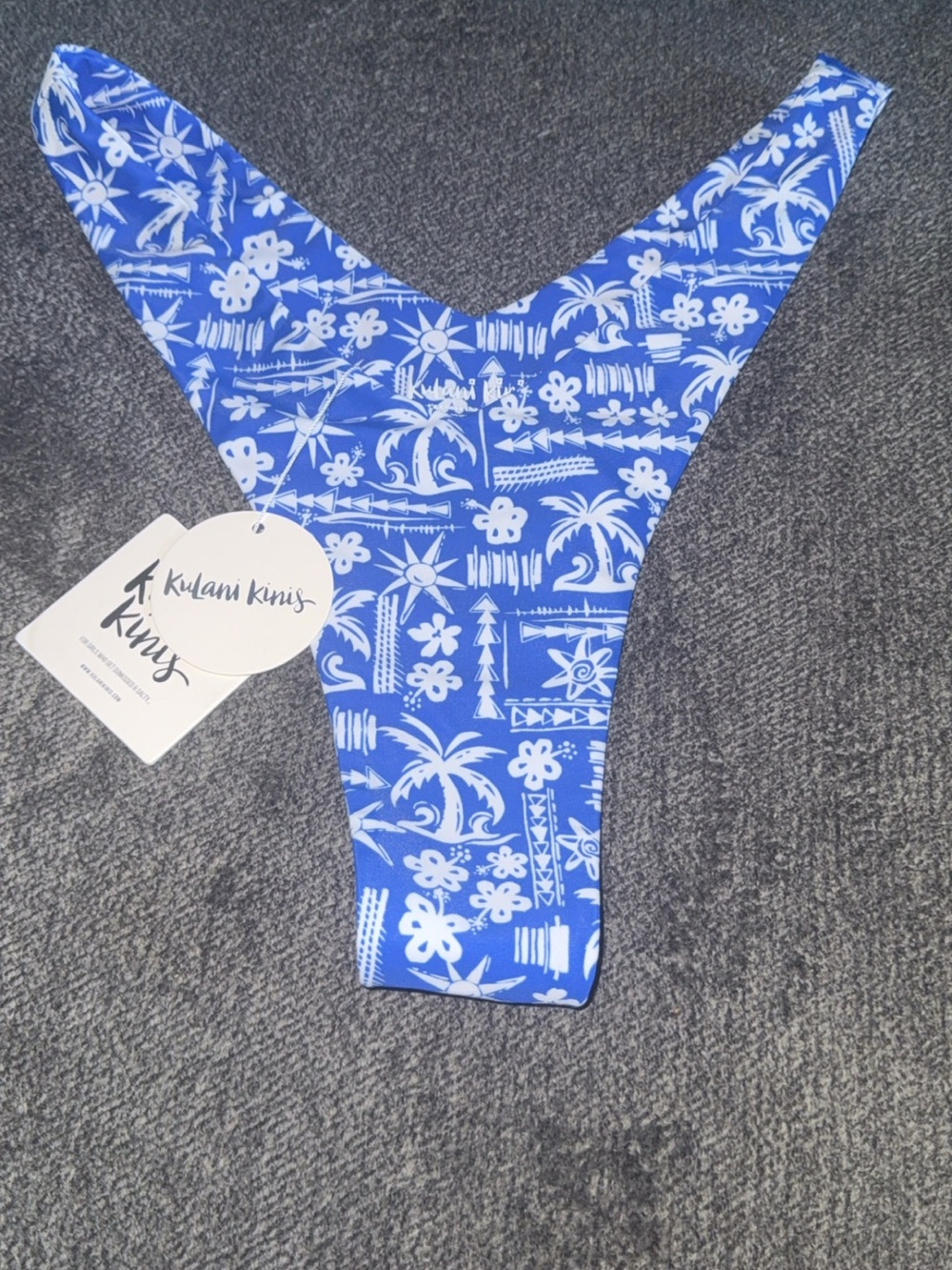 Kulani Kinis Royal Blue & White Tropical Bikini Bottom
